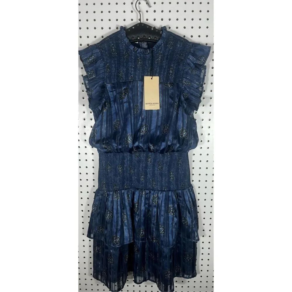 Scotch & Soda Smocked tiered mini dress size